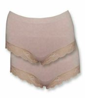 Komfort-Midi Hotpants + Spitzen-Beinausschnitt - 2er-Pack Sandelholz/ Schwarz XL